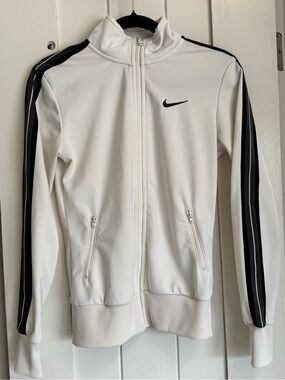 Nike White Track Jacket with Black Stripe Detail